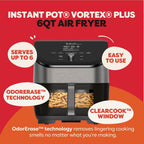 Instant Pot Vortex Plus 6Qt Air Fryer With Odor Erase Technology,6-In-1 Functions That Crisps,Roasts, Broils,Dehydrates, Bakes & Reheats, 100+In-App Recipes, From The Makers Of Instant Pot,1700W,Black