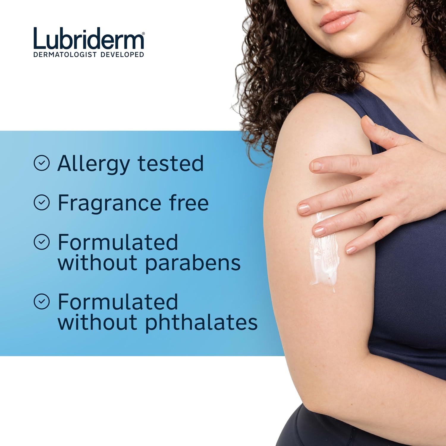 Lubriderm Fragrance Free Daily Moisture Body Lotion + Pro-Ceramide, Unscented Lotion, Body Lotion For Dry Skin, Shea Butter, Glycerin, Non-Greasy 24-Hour Moisturizer, Paraben & Dye Free, 24 Fl Oz