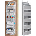 Jarlink Over The Door Organizer Storage, 5 Shelf Hanging Door Organizer With 5 Large Capacity Pockets, Anti Tilt 44 Lb Load Behind Door Storage For Bedroom, Bathroom, Pantry, Nursery, (Grey)