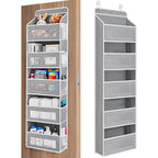 Jarlink Over The Door Organizer Storage, 5 Shelf Hanging Door Organizer With 5 Large Capacity Pockets, Anti Tilt 44 Lb Load Behind Door Storage For Bedroom, Bathroom, Pantry, Nursery, (Grey)