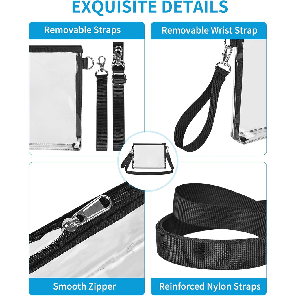 Bagenius Clear Bag for Stadium Events, Clear Purse with Detachable Strap, Sports fan Handbag Purses for Game Day and Concert