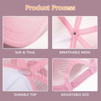 5 Pack Sublimation Blank Baseball Cap Adjustable Hat Polyester Mesh Trucker Hats for Men and Women 5pcs Pink and White Hat