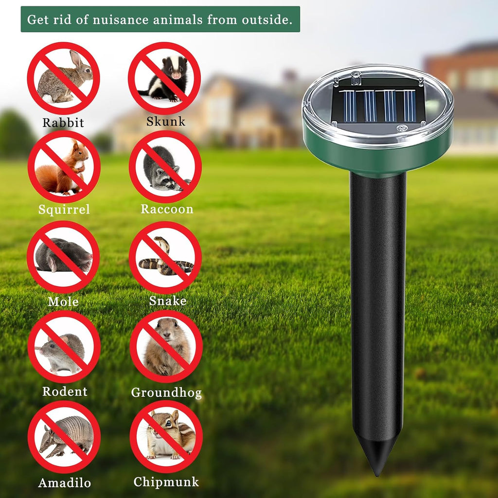 Mole Repellent Solar Powered 10 Pack Snake Repellent Ultrasonic, Groundhog Repeller,Gopher Repeller Sonic Mole Deterrent Spikes, Snake Gopher Mole Vole Repellent Outdoor For Lawn Garden & Yard