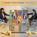 47 X 24 Inch Deeper Desk With Power Outlets | Computer Desk For Bedroom, Office Desk For Work From Home, Writing Study Gaming Table, Stable Metal Frame, Rustic Brown