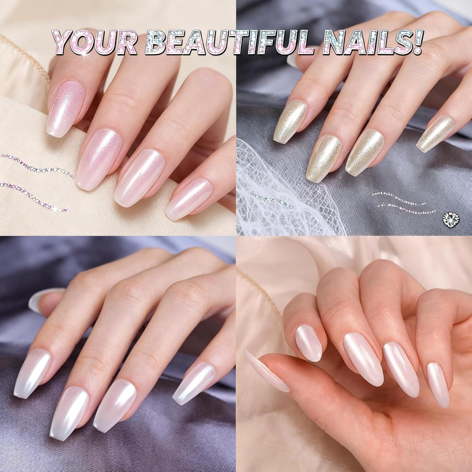 White Pearl Chrome Nail Powder, Iridescent Aurora Chrome Powder Metallic Mirror Effect, Pearlescent Mermaid Dip Powder Nail Art Decoration, Chrome Powder for Nails, Nail Charms, 3g(300+ Nails)