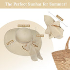 Beach Sun Straw Hats for Women, Wide Brim UPF 50+ UV Sun Protection Summer Straw Hat Packable Foldable Roll up Cap