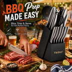 Kitchen Knife Set, German Stainless Steel Kitchen Knives | 14-Piece Includes Knife Block Set & Sharpener, High Carbon, Rust-Resistant, Ergonomic Handle For Cooking, Grilling & Gifting