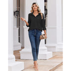 Zeagoo Blouse For Women Dressy Long Sleeve Button Down Shirts Business Casual Outfit Lightweight Solid/Printed Tops