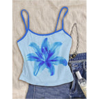 Soly Hux Women'S Cute Summer Floral Tops 3 Packs Spaghetti Strap Tight Tank Tops Beach Crop Camisole