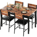 Ironck Dining Table Set For 4, Wood Kitchen Table With Upholstered Chairs For Kitchen Room And Small Spaces, Rustic Brown