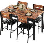 Ironck Dining Table Set For 4, Wood Kitchen Table With Upholstered Chairs For Kitchen Room And Small Spaces, Rustic Brown
