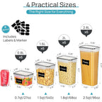 Airtight Food Storage Containers with Lids, Vtopmart 24 pcs Plastic Kitchen and Pantry Organization Canisters for Cereal, Dry Food, Flour and Sugar, BPA Free, Includes 24 Labels，Black