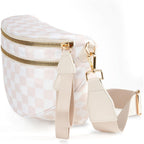 FEIBOON Spacious Checkered Nylon Crossbody Bag Bum Bag Handbags Wallets for Women