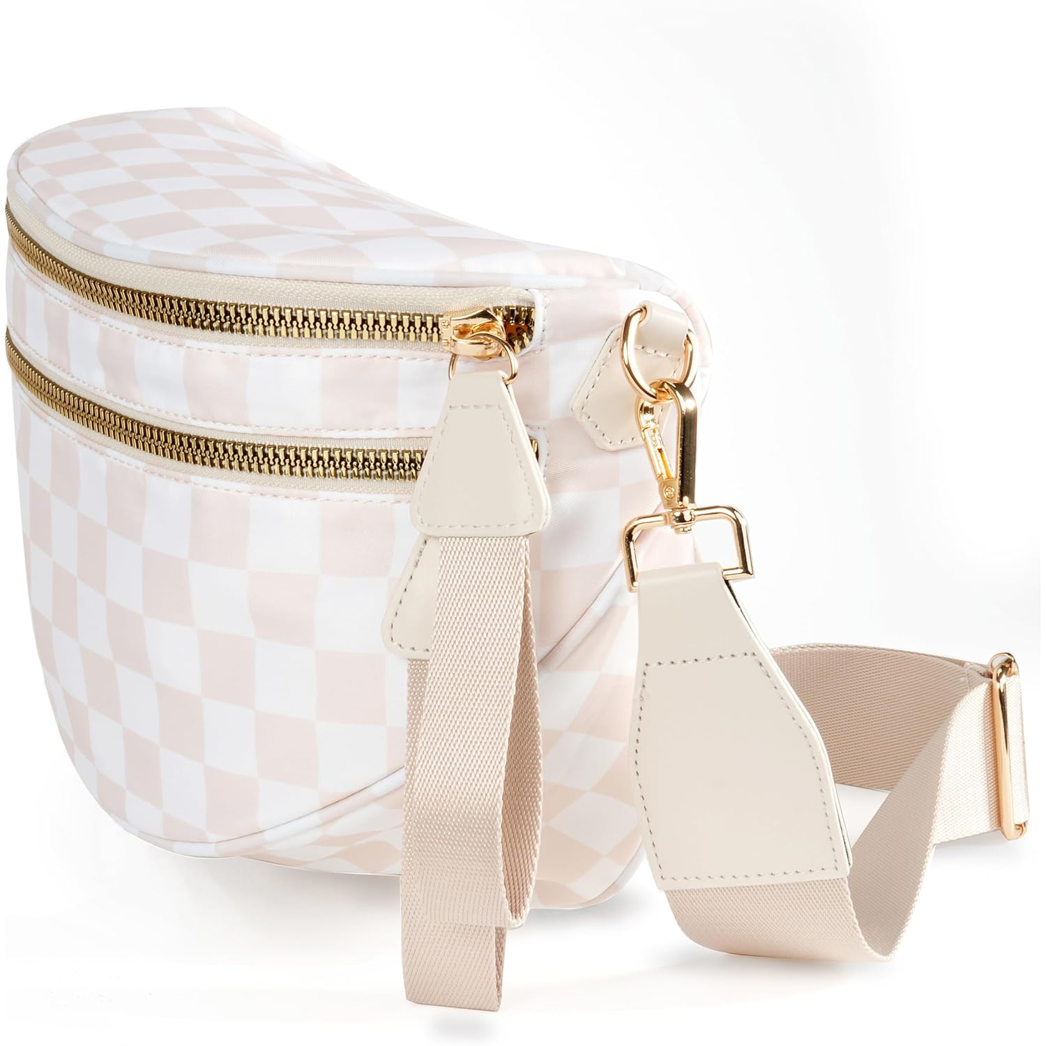 FEIBOON Spacious Checkered Nylon Crossbody Bag Bum Bag Handbags Wallets for Women