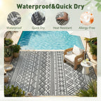 Montvoo Outdoor Rug Carpet Waterproof 5X8 Outdoor Patio Rug Mat Reverisble Plastic Straw Outdoor Rug For Rv Camping Picnic Beach Balcony Boho Grey