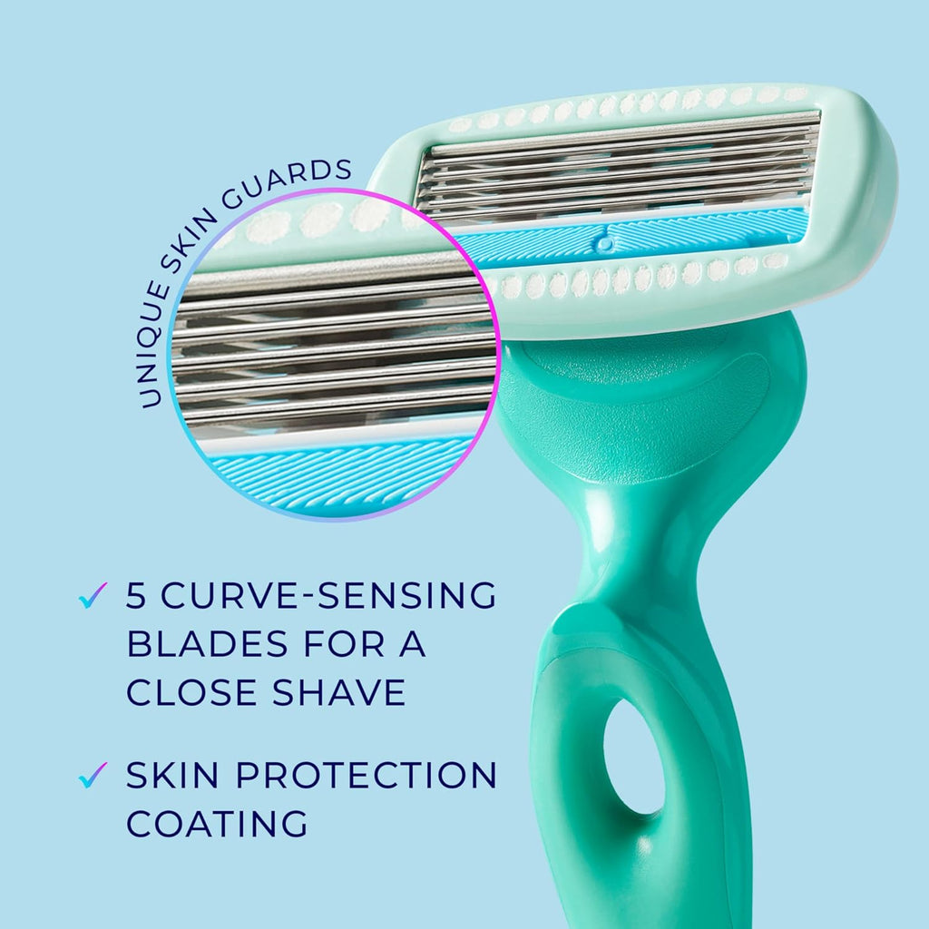 Schick Hydro Silk Sensitive Razor Blade Refills, 6 Count | 5-Blade Sensitive Skin Razors for Women | Womens Razor Refills for Sensitive Skin
