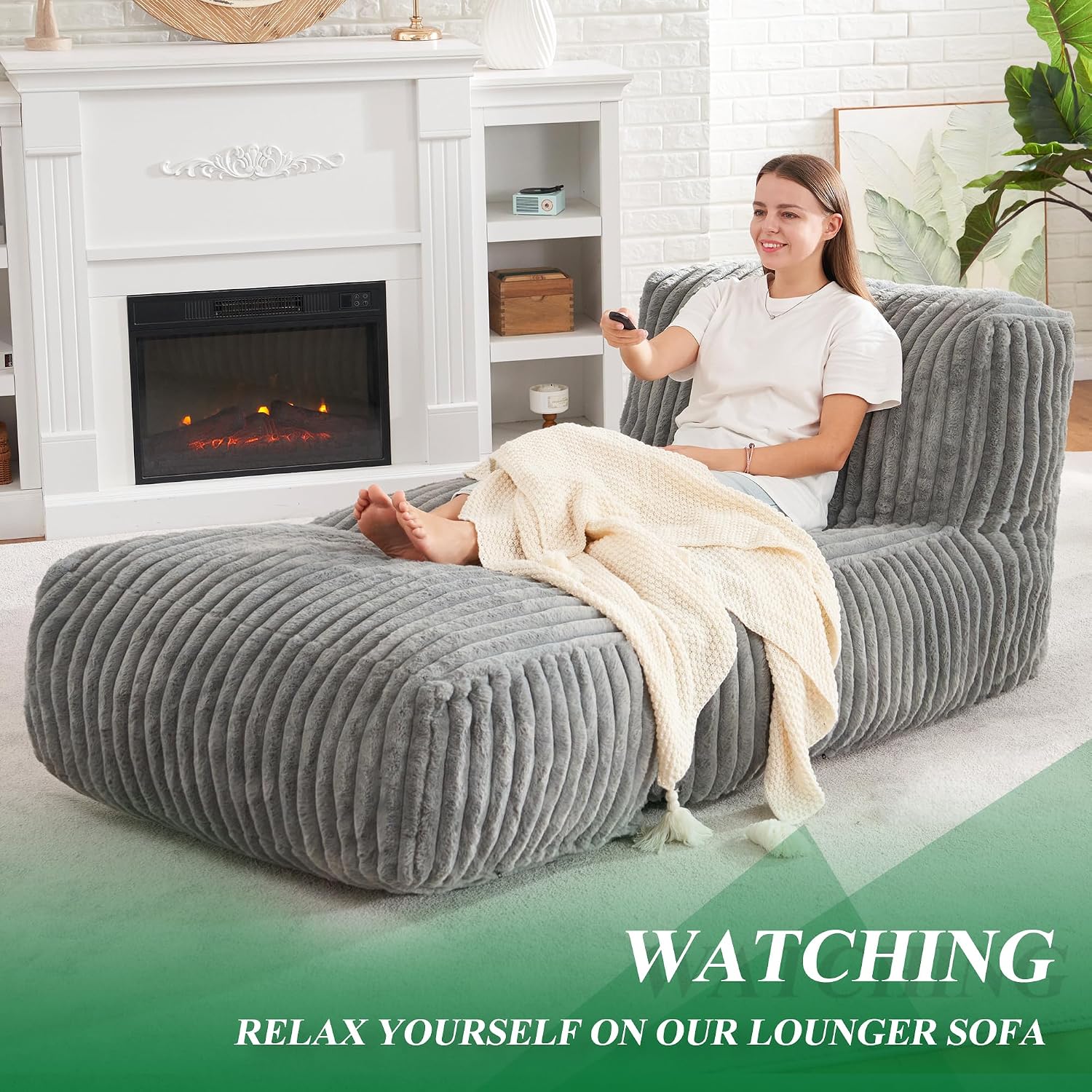 Hobestluk Big Bean Bag Chairs For Adults For Bedroom(Grey, Large) | Softness And Comfort,Easy To Maintain,For Office,Guest Rooms,Fireside,Armless Loveseat,No Assembly Required,High Quality