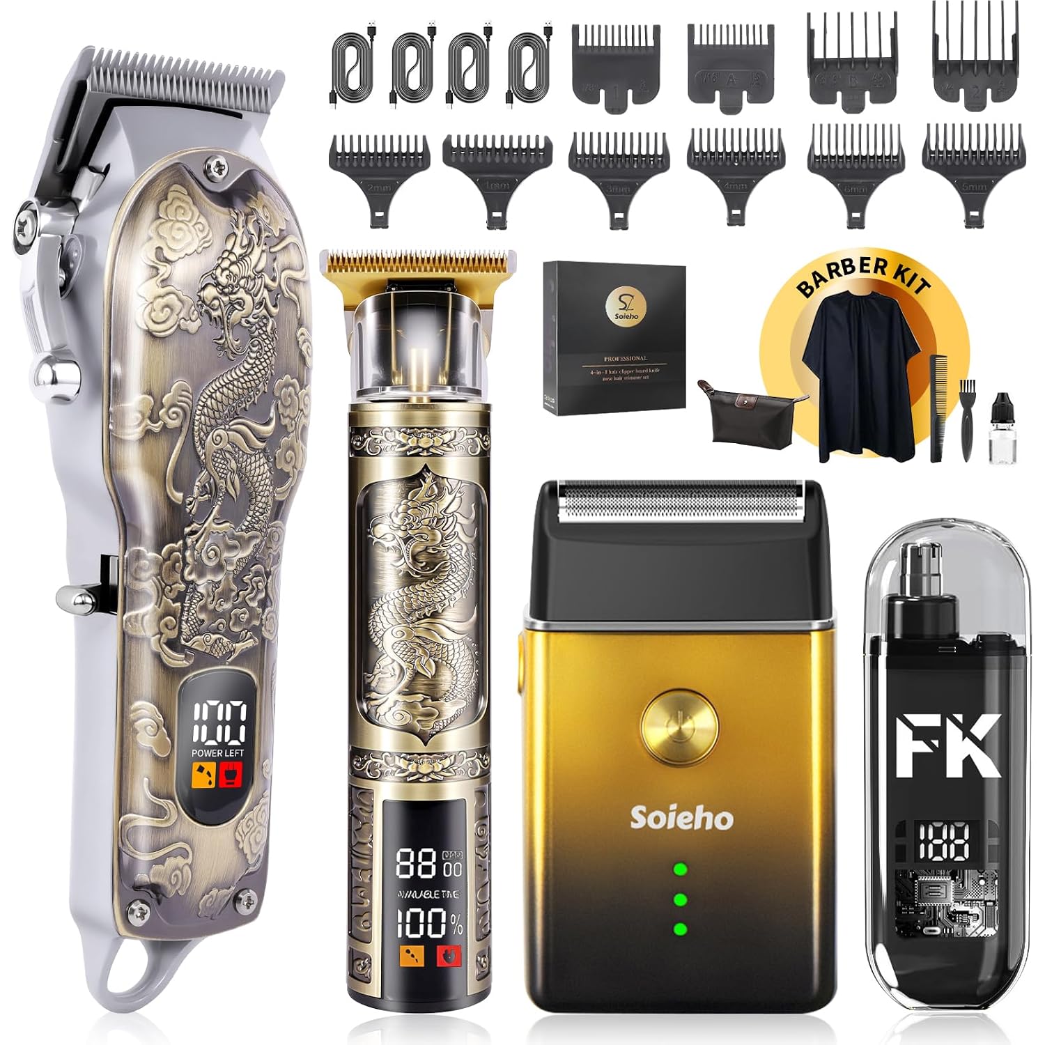 Hair Clipper For Men Set Cordless Electric Hair Clipper T-Shaped Beard Trimmer Nose Hair Trimmer Electric Shaver Professional Haircutting And Beauty Kit