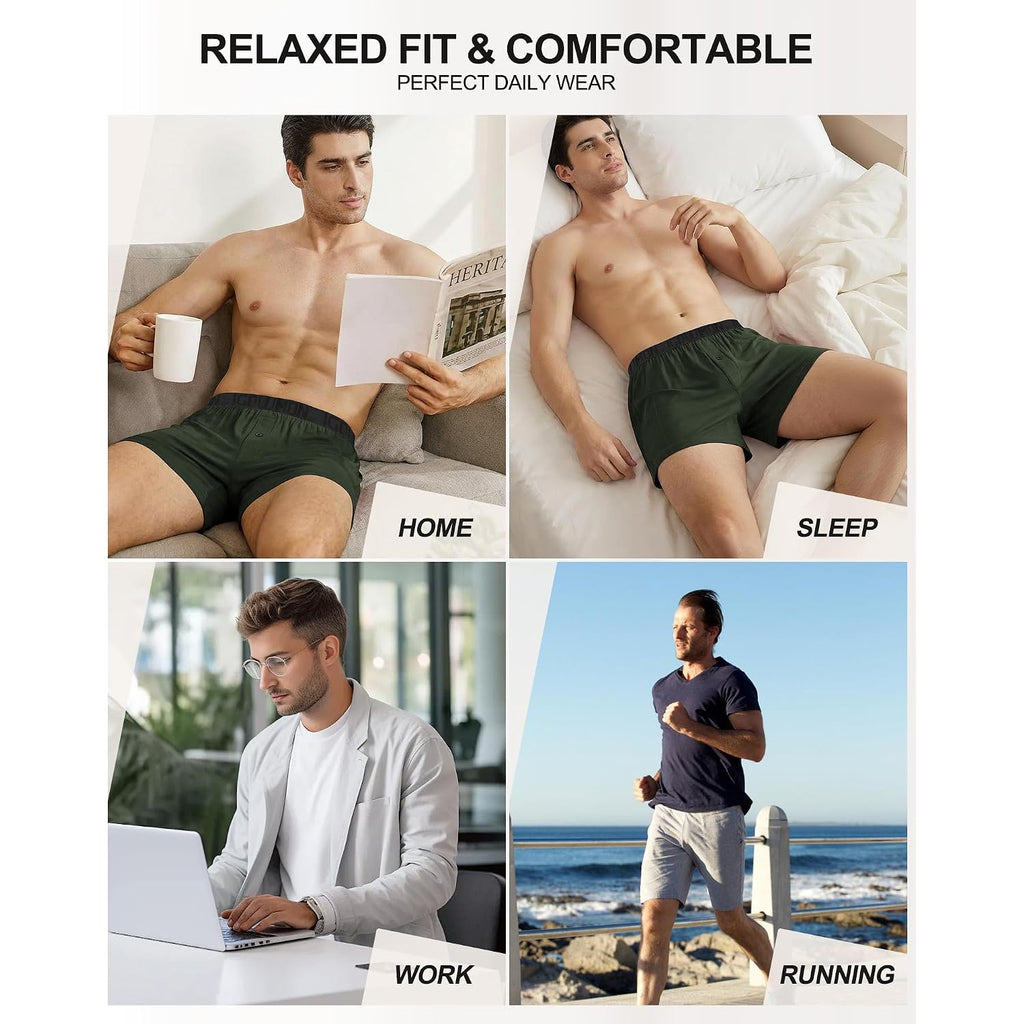 Igolumon Mens Boxer Shorts Underwear Soft Breathable Bamboo Rayon Boxers For Men Relaxed Fit Boxers With Button Fly 5 Pack