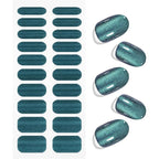 JMEOWIO Gel Nail Stickers Green Cat Eye Semi Cured Gel Nail Strips Wraps UV/LED Nails Art Design Decoration Accessories