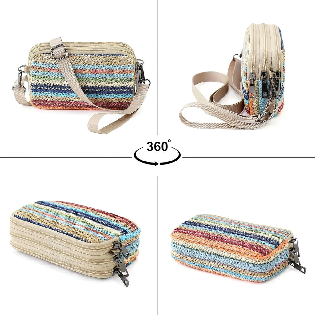 Small Wristlet Wallet For Women, 3-Zip Crossbody Phone Purse