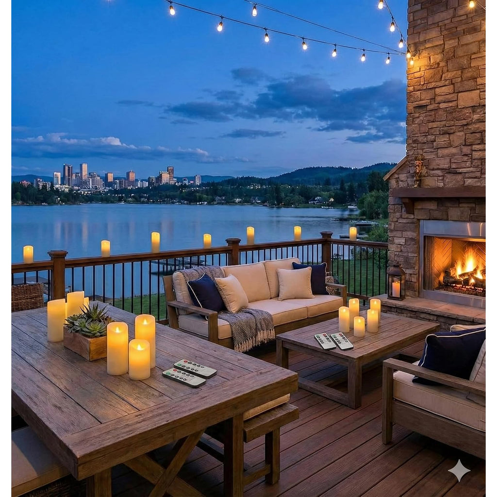 Waterproof Flameless Candles, 12 Pc Battery Operated Led Pillar Candles With 2 Remote Controls & Timer, Flickering Indoor Outdoor Candles For Wedding, Patio, Easter, Bathroom, Home Decor, 4''5''6''