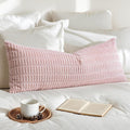 Otostar Corduroy Decorative Lumbar Throw Pillow Cover 14X36 Inch Super Soft Boho Striped Rectangle Pillow Covers Case Modern Cushion Covers For Sofa Couch Bedroom Car Decor Pink