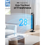 Dreo Tower Fan For Bedroom, Upgraded Dc 28Ft/S Velocity, 20Db Quiet Fan | 9 Speeds Fans That Blow Cold Air, 90° Oscillating Cooling Fan, 4 Modes, 12H Timer Bladeless Standing Fan For Home, Black