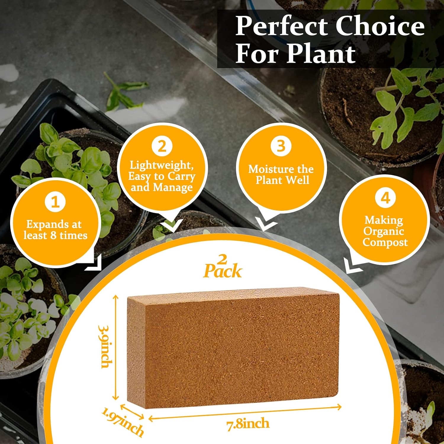 2Pcs Organic Coco Coir Bricks Soil Blocks- 100% Natural Compressed Coco Peat Brick Coconut Fiber Substrate With Low Ec& Ph Balance, High Expansion Coco Coir Pith Coconut Husk For Garden