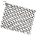 8"X6" Cast Iron Scrubber Stainless Steel Chainmail Cleaner For Pre-Seasoned Pans, Griddles, Bbq Grill And Pot Cookware Cleaning