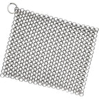 8"X6" Cast Iron Scrubber Stainless Steel Chainmail Cleaner For Pre-Seasoned Pans, Griddles, Bbq Grill And Pot Cookware Cleaning