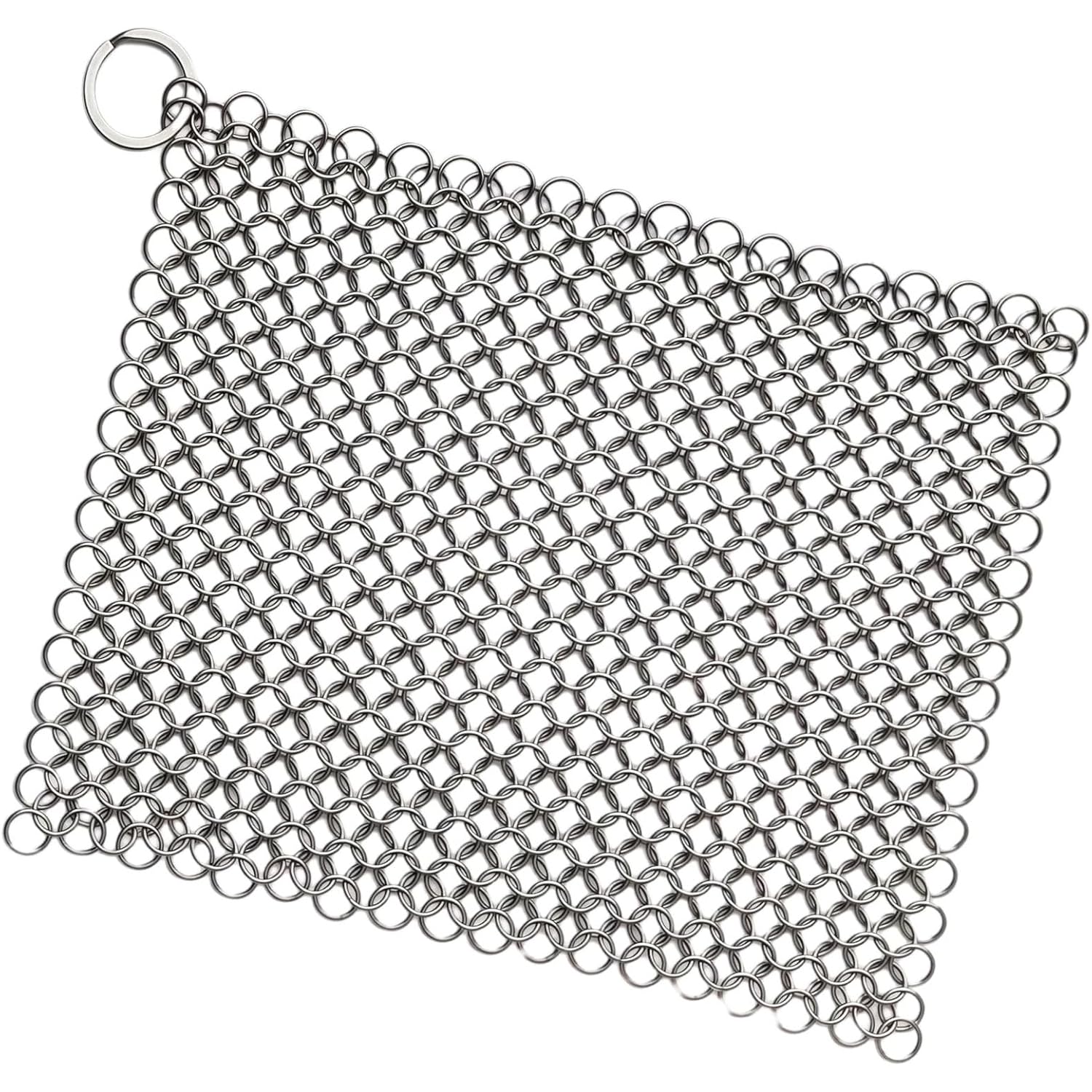 8"X6" Cast Iron Scrubber Stainless Steel Chainmail Cleaner For Pre-Seasoned Pans, Griddles, Bbq Grill And Pot Cookware Cleaning