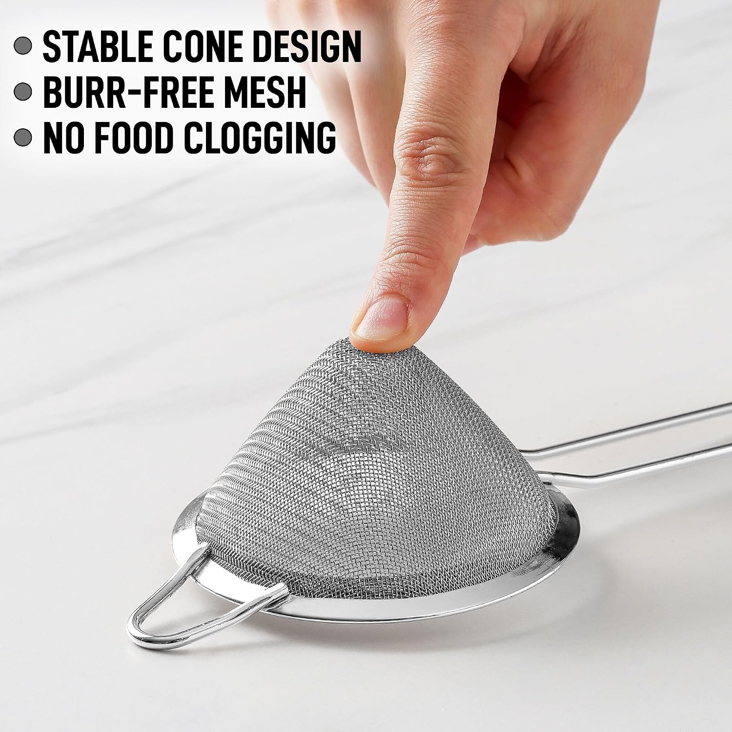 Zulay Kitchen 304 Stainless Steel Fine Mesh Strainer 3.35 In - Strainers Fine Mesh, Tea Strainers For Loose Tea - Perfect For Tea, Cocktails, Juicing, Drinks, Liquids, Matcha, Coffee & More