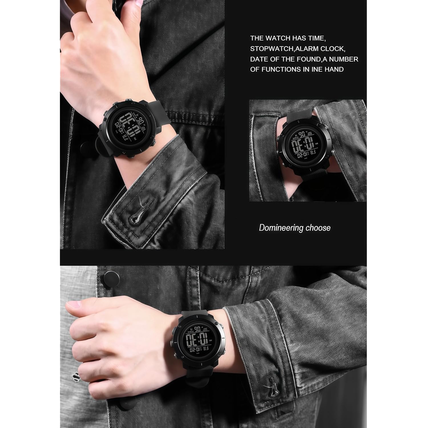 Sne Digital Watch Sports Waterproof Military Back Light Small Watch For Men Black 1426