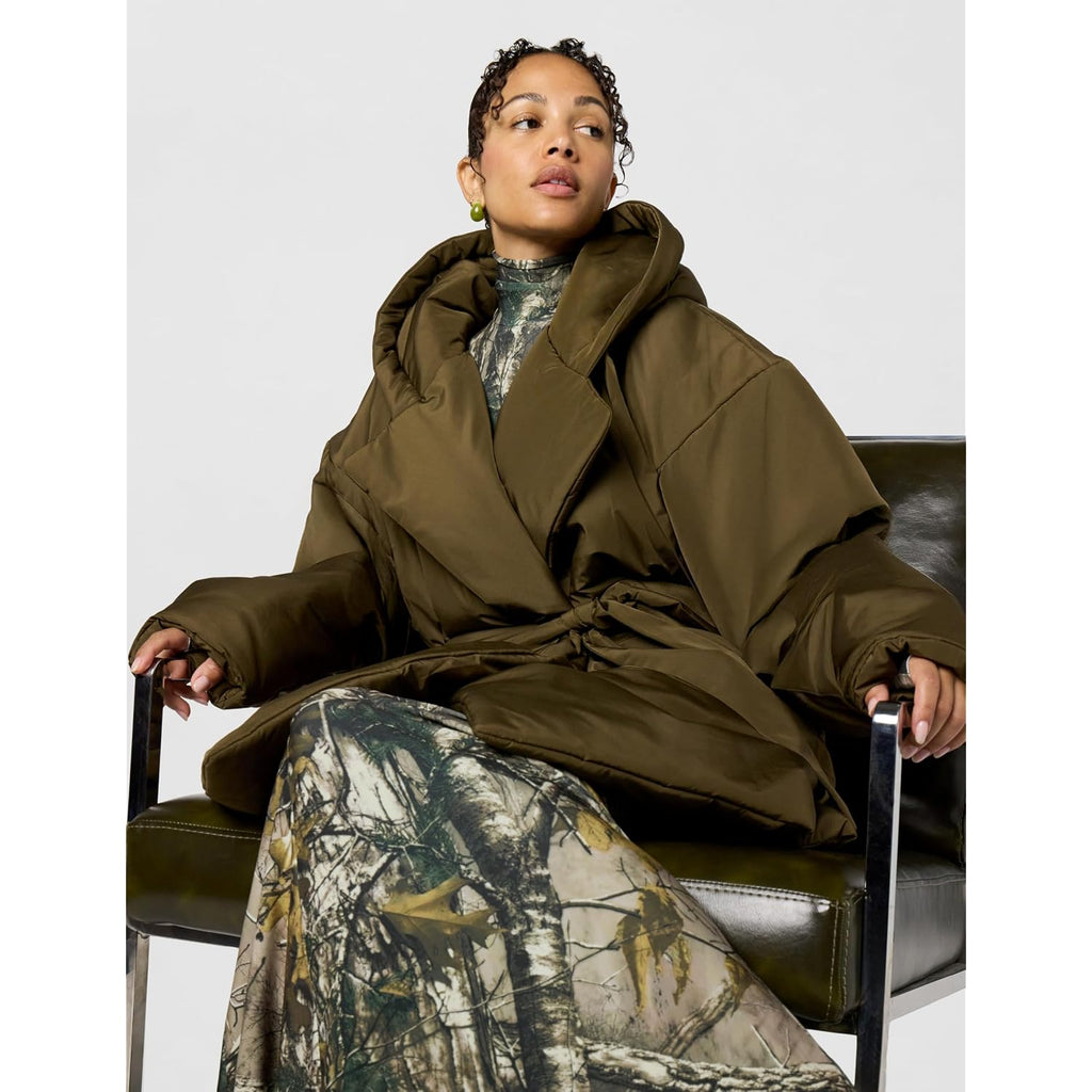 Norma Kamali Women'S Hooded Sleeping Bag Coat To Knee