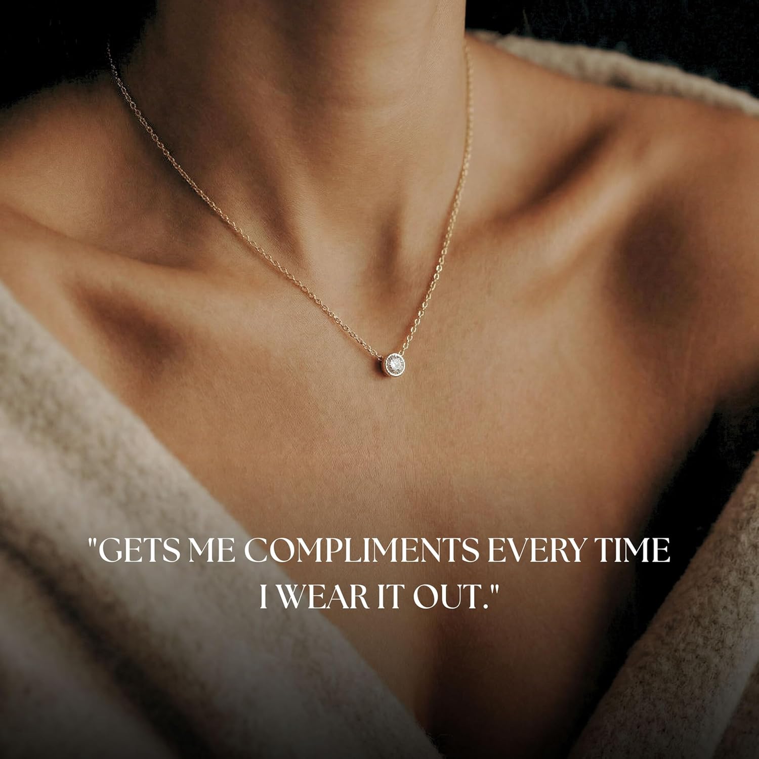 Galis Dainty Necklace - Silver, Gold Plated 18" Choker for Women with Dainty Small Round Faux Diamond Necklace Pendant, Necklaces Women with CZ Solitaire Lobster Clasp, Minimalist Gift