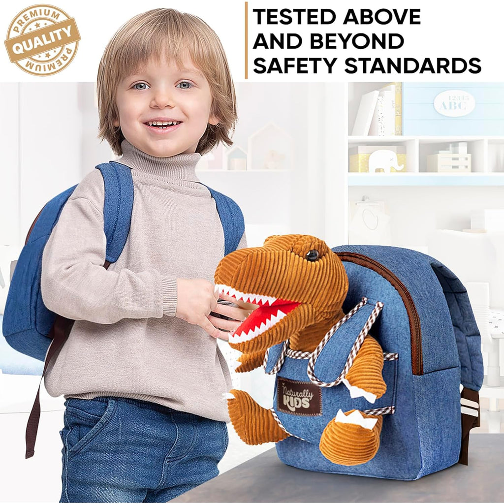 Naturally Kids Toddler Backpack W. Plush Dinosaur Toy, Kids Gift 2 3 4 5 | 2-In-1 Dinosaur Backpack, Dinosaur Toys For Kids 3-5, 2-4 In Gift-Ready Box, 2 Year Old Boy Birthday Gift & Christmas