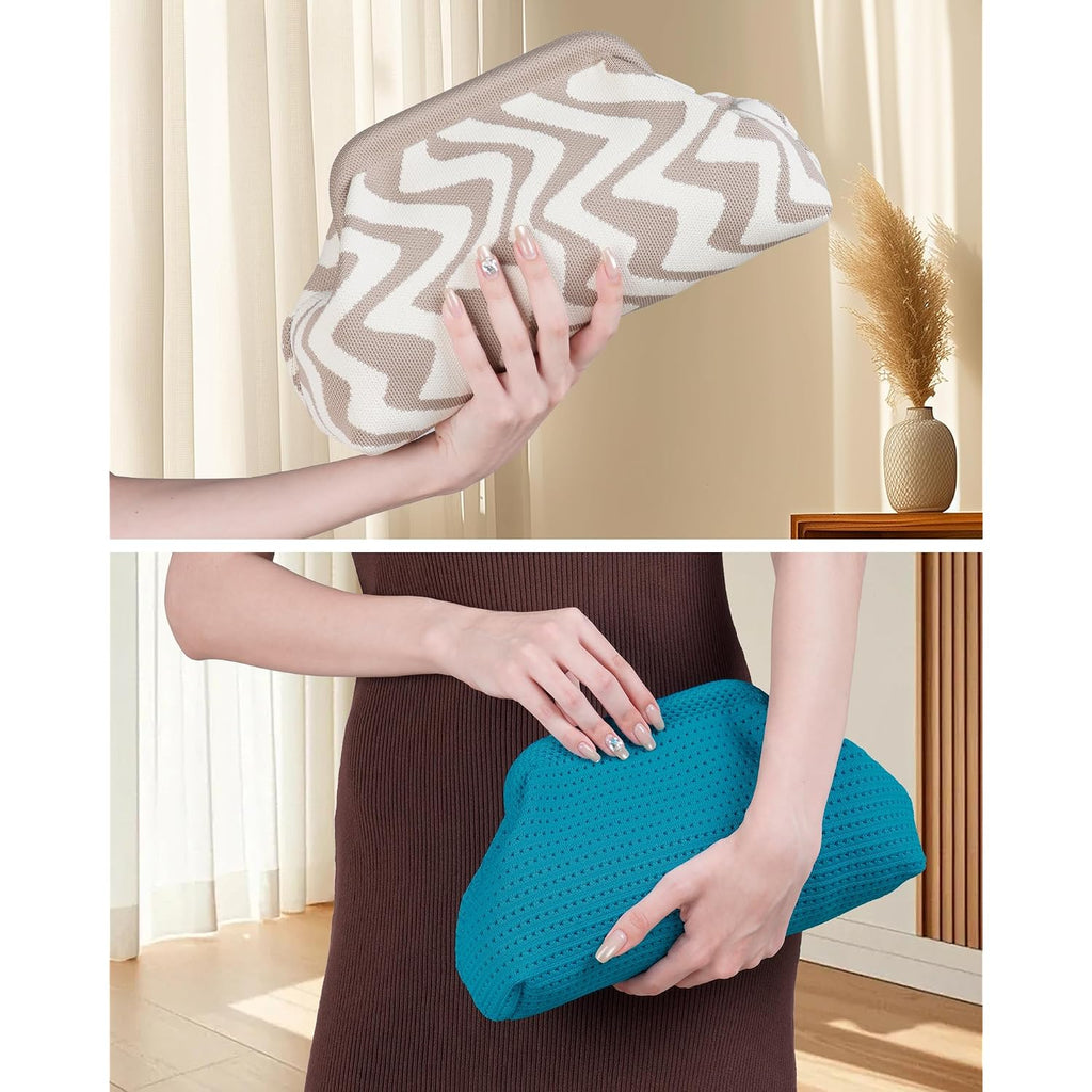 Woven Clutch Purses For Woman,Summer Beach Purse For Vacation, Woven Striped Dumpling Bag,Crochet Evening Handbag