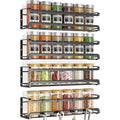 Bunoxea Spice Rack Wall Mounted 4 Pack, For Spice Jars & Seasonings,Black | 4 Removalble Hooks,Screw Or Adhesive Hanging, Space-Saving,For Kitchen Cabinet, Pantry Door,Stove,Rv Use,11.41X2.75X2.75In