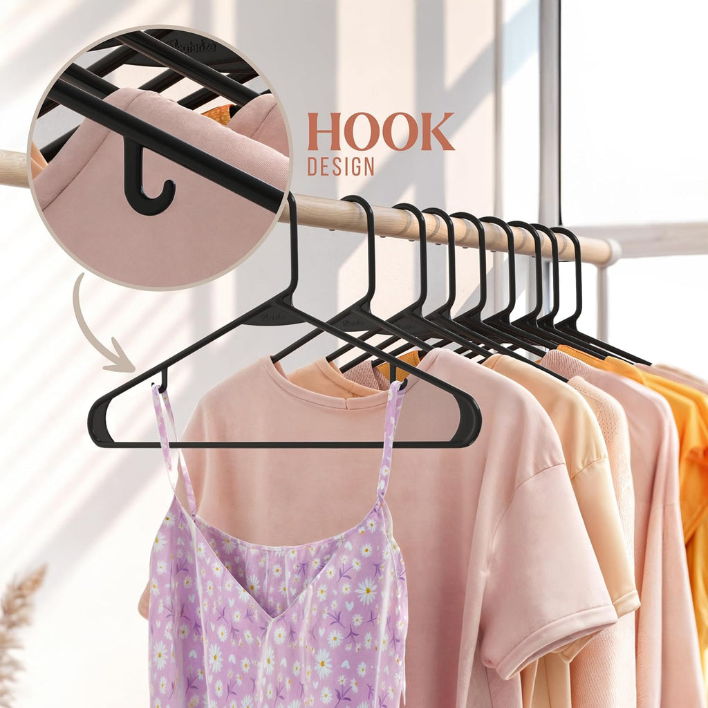Plastic Hangers 20 Pack Black - Clothes Hangers - Makes The Perfect Coat Hanger And General Space Saving Hangers For Closet And New Apartment Essentials - Percheros Ganchos Para Colgar Ropa Hangars