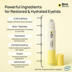 Blinkbetter Cicaroller+ Cooling Eye Roller Serum For Eyelids And Under Eyes – Refreshes, Revitalizes, Smooths & Hydrates Tired Eyes With 2.5% Caffeine, Peptides, Cica & Panthenol, 15 Ml