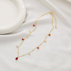 RLMOON Gold Necklaces for Women 14K Gold Plated CZ Diamond Choker Necklace Red Emerald Green Blue Black Teardrop Necklace for Wedding Bridesmaid Prom Trendy Gold Jewelry Gift