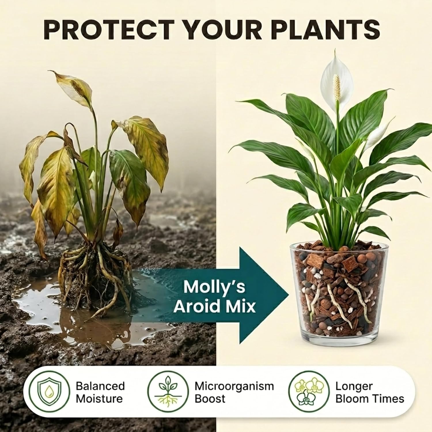 Molly'S Aroid Mix - Premium Soilless Potting Mix For Houseplants - Fast Draining, Chunky & Easier To Water Vs. Soil For Indoor Plants - With Bark, Coco Chips, Worm Castings, Mycorrhizae 10 Dry Quarts