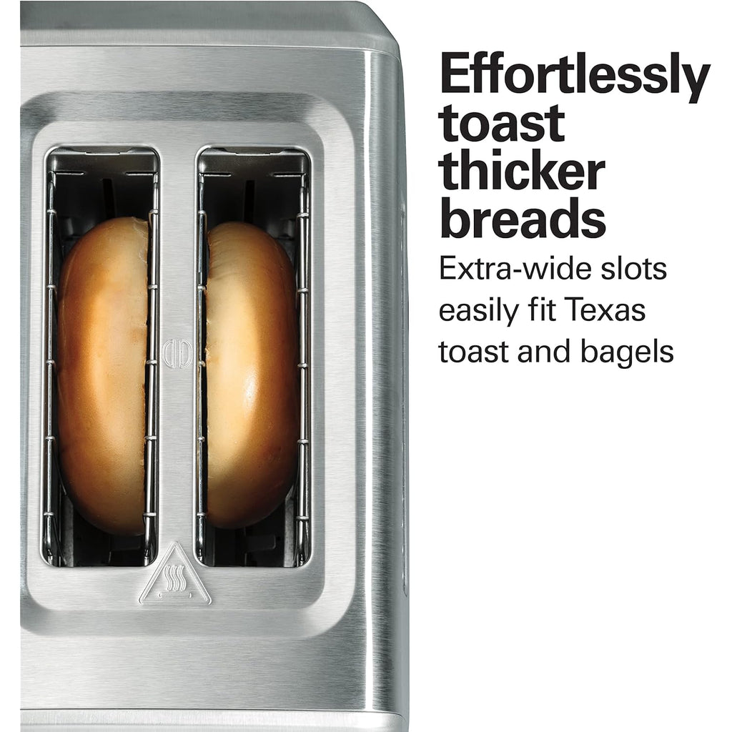 Hamilton Beach 2 Slice Toaster with Extra-Wide Slots, Bagel Setting, Toast Boost, Slide-Out Crumb Tray, Auto-Shutoff & Cancel Button, Defrost Function, Stainless Steel (22794)