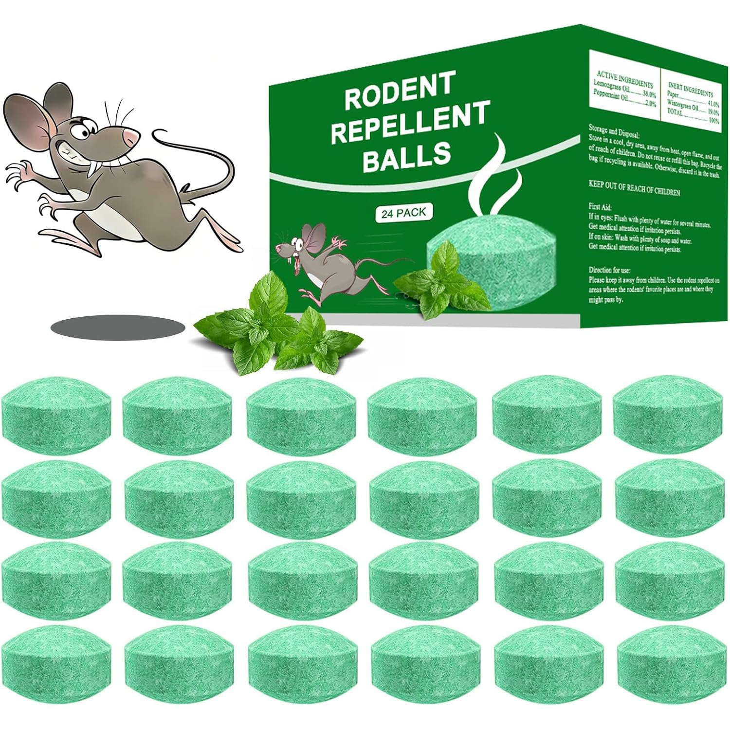 Mouse Rodent Repellent, 24 Pack Peppermint Oil To Repel Mice And Rats– Works For Mice Repellent, Squirrels, Indoor/Outdoor Use, Safe For Homes & Pets