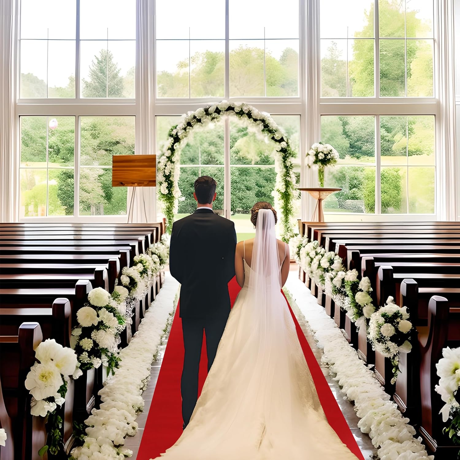 Red Carpet Runner for Party,140GSM 2.62FTx15FT Carpet Party Decorations Runway Rug for Prom Felt Non-Woven Fabric, Runner Rug for Wedding Ceremony Hollywood Theme Party
