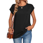 Womens Tops Summer Casual Cap Sleeve Tshirts Shirts Business Dressy Spring Fashion Outfits Trendy Clothes