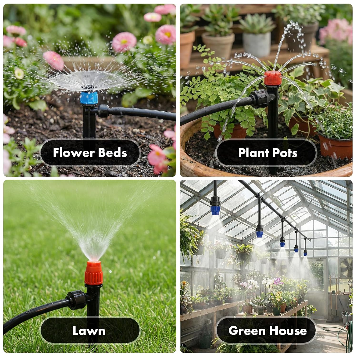 Drip Irrigation System 230Ft Quick-Connect Drip Irrigation Kit With 1/4 Inch 1/2 Inch Irrigation Tubing Hose And Accessories For Lawn Raised Bed Greenhouse Plant Watering System