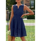Prettygarden Women'S Summer Dresses 2026 Sleeveless V Neck Eyelet Hollow Out Swing A Line Beach Vacation Sun Dress