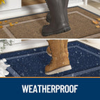 Olanly Front Door Mat Indoor Outdoor Entrance, Waterproof All-Season, All-Weather Doormat, Sturdy Natural Rubber, Fade Resistant, Low Profile, Easy Clean Patio Porch Entryway Mat, 29.5X17, Black